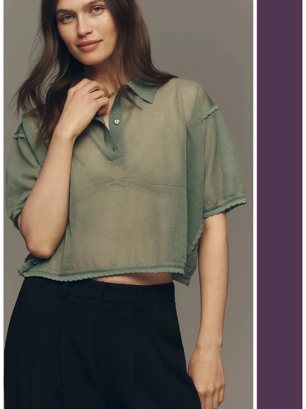 NWT Anthropologie Maeve Short Sleeve Sheer Pullover Blouse in Green Size S